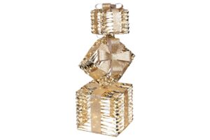 TRIS TORRE PACCHI NATALIZIO GOLD25x25xh.73CM 600LED/FLASH OUTDOOR