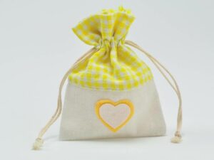 SACCHETTO JUTA QUADRETTINI GIALLO 10x13 CM *OUTLET*