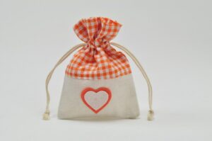 SACCHETTO JUTA QUADRETTINI ARANCIO 10x13 CM *OUTLET*