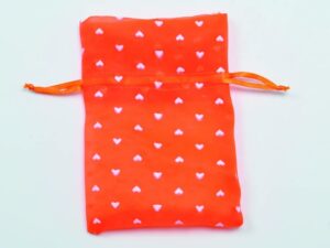 SACCHETTO ORGANZA CUORI ARANCIO 8x10CM