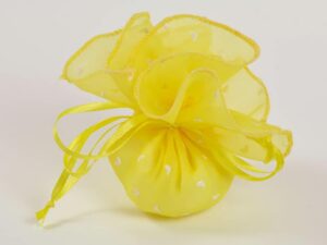 SACCHETTO ORGANZA CUORI GIALLO d.24 CM *OUTLET*