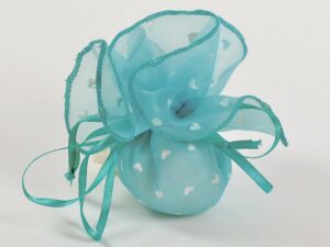 SACCHETTO ORGANZA CUORI VERDE d.24 CM *OUTLET*