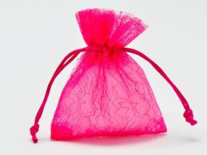 SACCHETTO ORGANZA FANTASIA FUCSIA 9X10 CM *OUTLET*