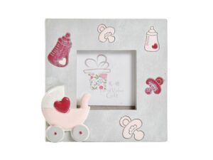 PORTAFOTO CARROZZINA ROSA 12X12 CM int 5,8x5,8 *OUTLET*