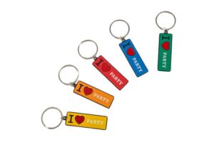P/CHIAVI METALLO "I LOVE PARTY" 6,5X2,5 CM