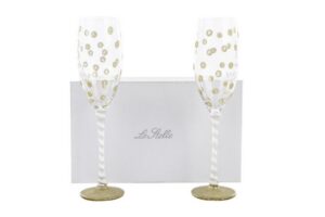 SET 2 FLUTE VETRO DEC.ORO 6xh.23CM C/ASTUCCIO