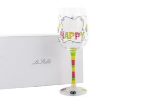 CALICE VETRO DEC.HAPPY 8,5xh.22,5 CM C/ASTUCCIO *OUTLET*