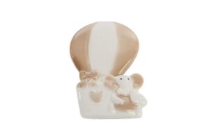 ELEFANTE MONGOLFIERA PORC.CALAMITA BEIGE 5x7 CM