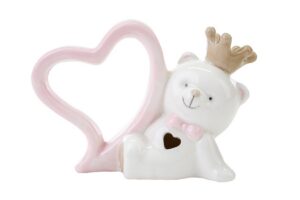 ORSETTO CUORE PORCELLANA ROSA 11,5x4xh.8 CM