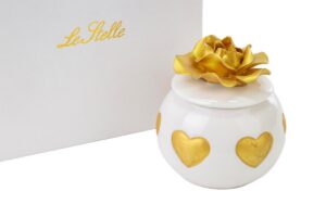 SCATOLA CUORI ORO PORCELLANA 9,5xh.10 CM C/ASTUCCIO
