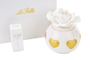 PROFUMATORE CUORI ORO PORCELLANA9,5xh.10 CM C/ASTUCCIO