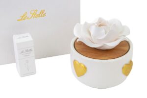 PROFUMATORE CUORI ORO PORCELLANA10xh.10 CM C/ASTUCCIO
