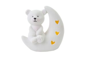 ORSETTO CUORE LUNA LED PORCELLANA ROSA 10x5,5xh.10,5 CM