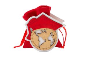 P/SACCHETTO LEGNO MAPPAMONDO LAUREA 8x3,5xh.8,5 CM