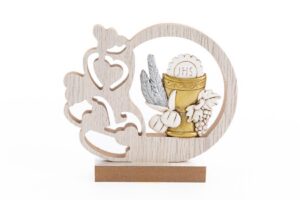 CALICE PRIMA COMUNIONE LEGNO/RESINA 12,5x3xh.11 CM
