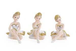 BALLERINA RESINA BIANCO ORO 3 ASS.5x7,5xh.6 CM