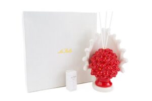 PROFUMATORE PIGNA PORCELLANA ROSSO CON LED 15x10xh.21CM C/ASTUCCIO