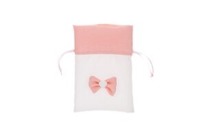 SACCHETTO STOFFA C/FIOCCO ROSA 10x14 CM