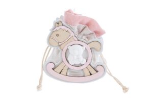 PORTA SACCHETTO LEGNO CAVALLUCCIO ROSA 4,5x8,5xh.8,5CM
