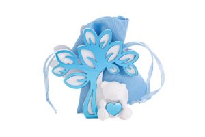 PORTA SACCHETTO LEGNO ALBERO ORSETTO CELESTE 4,5x7,5xh.8,5CM