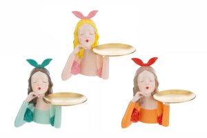 VASSOIO GIRL RESINA 3 ASS. 26x14xh.27 CM