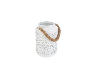 PORTACANDELE METALLO BIANCO 12x12xh.18CM