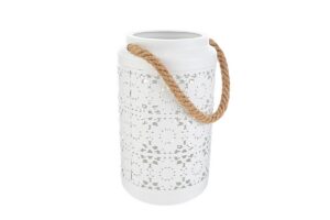 PORTACANDELE METALLO BIANCO 15x15xh.25CM