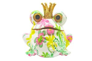 SALVADANAIO FROG RESINA FLOWERCOLOR 18x13,5x18CM C/SHOPPER 13699