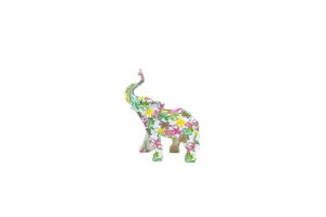 ELEFANTE RESINA FLOWERCOLOR 14x5,5x18CM C/SHOPPER 13893