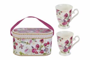 SET 2 MUG BOUQUET DI CHARME PORCELLANA C/ASTUCCIO 19,5x9,5x11,5CM