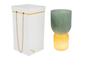 VASO VETRO LAMPADA VERDE d.12xh.23CM C/BOX-ROSE 189005