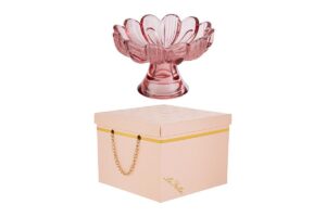 FIORE ALZATINA VETRO CILIEGIA 14x14xh.9,5CM C/BOX-ROSE 189106