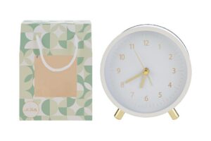 OROLOGIO BIANCO SVEGLIA C/LUCE 11x5,5x12CM C/SHOPPER 156639