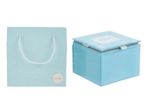 SCATOLA VETRO CELESTE 9x9xh.7CM C/SHOPPER 156635