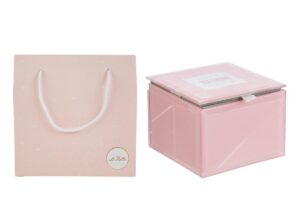 SCATOLA VETRO ROSA 9x9xh.7CM C/SHOPPER 156634