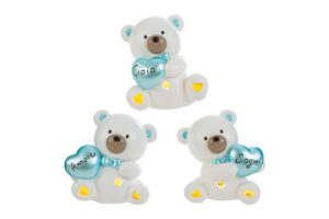 ORSETTO RESINA LED CELESTE 3ASS.9x6xh.10,5CM C/SHOPPER 156635