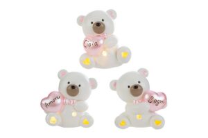 ORSETTO RESINA LED ROSA 3ASS.9x6xh.10,5CM C/SHOPPER 156634