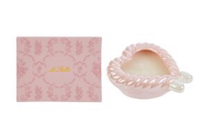 CANDELA CUORE PORCELLANA ROSA 11x10x4,5CM C/ASTUCCIO