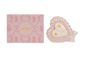CUORE ROSA LED PORCELLANA 13x6x10,5CM C/ASTUCCIO