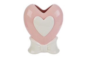 VASO CUORE PORCELLANA ROSA 15,5x10x20CM