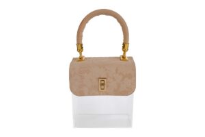 SCATOLA BORSA PLEXY BEIGE FLOWERS 16x10x18CM