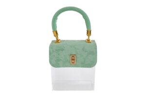 SCATOLA BORSA PLEXY VERDE FLOWERS 16x10x18CM