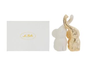 SET 2 ELEFANTINI PORCELLANA 3D BIANCO/ORO 5x9xh.16CM C/ASTUCCIO