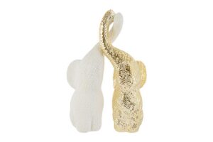SET 2 ELEFANTINI PORCELLANA 3D BIANCO/ORO 6x9,5xh.27CM