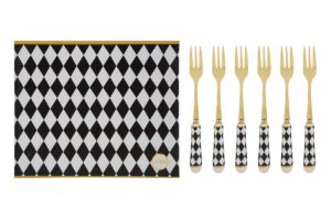 SET 6 PZ FORCHETTINE DEC.SCACCHI15CM C/ASTUCCIO