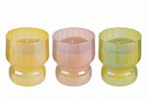 VASO VETRO CANDELA 3COL.ASS.7,5xh.9CM C/SHOPPER 13693