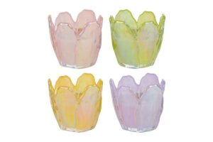 VASETTO VETRO CANDELA 4COL.ASS.8,5xh.8CM C/SHOPPER 13692