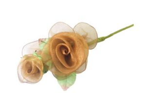 BOUQUET ROSA ORGANZA MARRONE 25 CM *OUTLET*