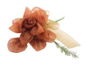 ROSA IN ORGANZA COL. MARRONE LUNGH.16 CM *OUTLET*