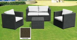 SET GIARDINO PVC GRIGIO TAVOLO DIVANETTO 2 SEDIE CUSCINO *PREZZO NETTO*